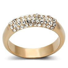 Load image into Gallery viewer, LO3069 - Rose Gold Brass Ring with Top Grade Crystal  in Clear