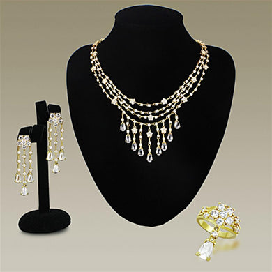 LO3077 - Gold Brass Jewelry Sets with AAA Grade CZ  in Clear