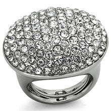 Load image into Gallery viewer, LO3149 - Rhodium Brass Ring with Top Grade Crystal  in Clear