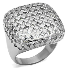 Load image into Gallery viewer, LO3169 - Rhodium Brass Ring with AAA Grade CZ  in Clear