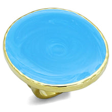 Load image into Gallery viewer, LO3239 - Gold Brass Ring with Epoxy  in Sea Blue