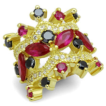 Load image into Gallery viewer, LO3252 - Gold Brass Ring with AAA Grade CZ  in Multi Color