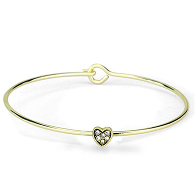 LO3263 - Gold Brass Bangle with Top Grade Crystal  in Clear