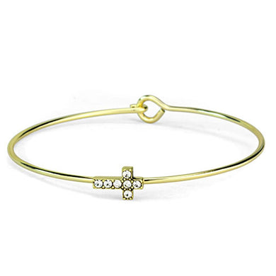 LO3264 - Gold Brass Bangle with Top Grade Crystal  in Clear