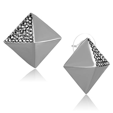 LO3283 - Ruthenium Brass Earrings with Top Grade Crystal  in Hematite