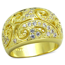 Load image into Gallery viewer, LO3342 - Gold Brass Ring with AAA Grade CZ  in Clear