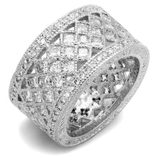 Load image into Gallery viewer, LO3350 - Rhodium Brass Ring with AAA Grade CZ  in Clear