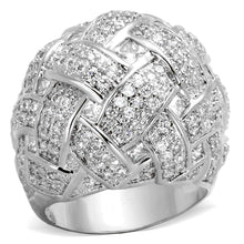 Load image into Gallery viewer, LO3352 - Rhodium Brass Ring with AAA Grade CZ  in Clear