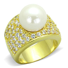 Load image into Gallery viewer, LO3385 - Gold Brass Ring with Synthetic Pearl in White