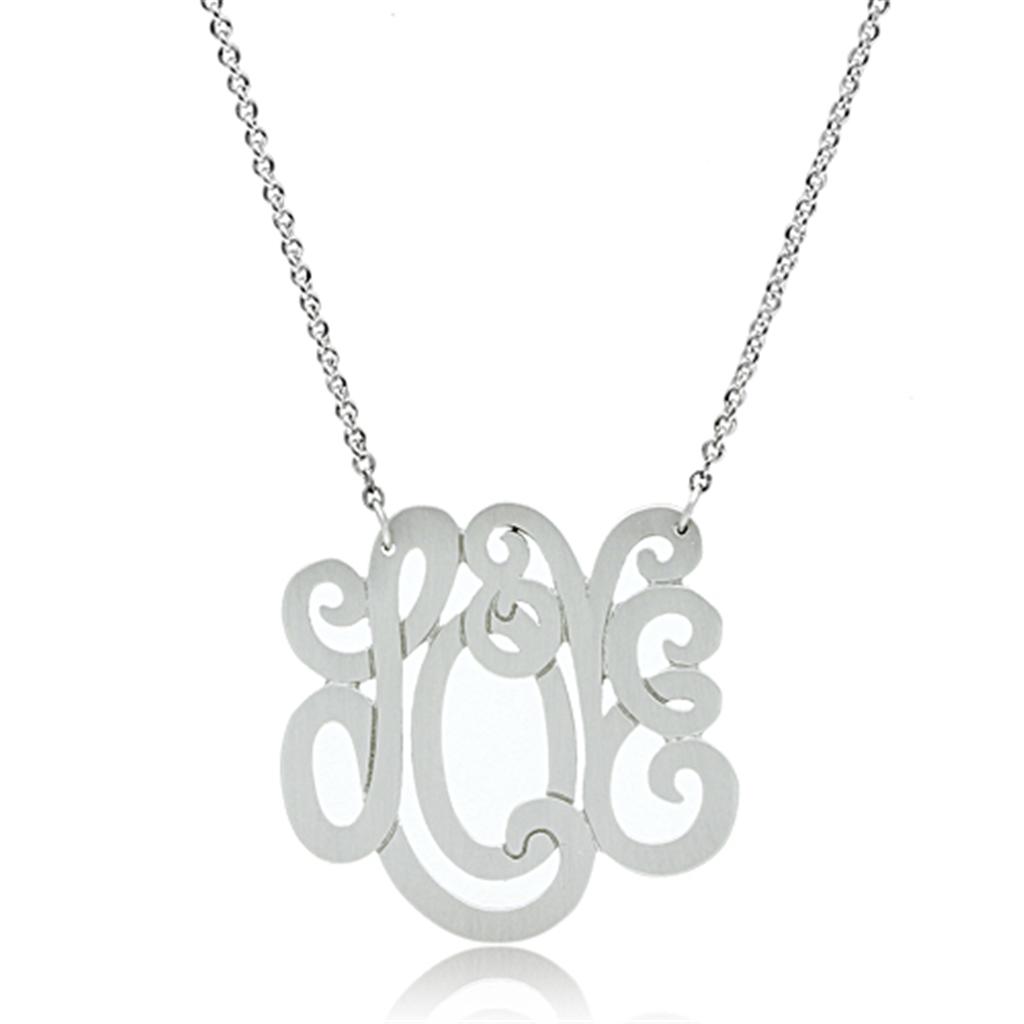 LO3473 - Rhodium Brass Chain Pendant with No Stone