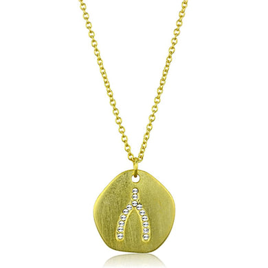 LO3479 - Gold & Brush Brass Chain Pendant with Top Grade Crystal  in Clear