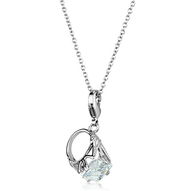 LO3491 - Rhodium Brass Pendant with AAA Grade CZ  in Clear