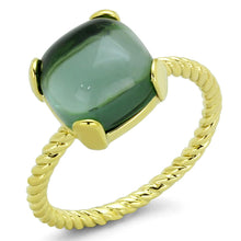 Load image into Gallery viewer, LO3546 - Gold Brass Ring with Synthetic Synthetic Glass in Emerald