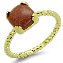 Load image into Gallery viewer, LO3547 - Gold Brass Ring with Synthetic Cat Eye in Brown