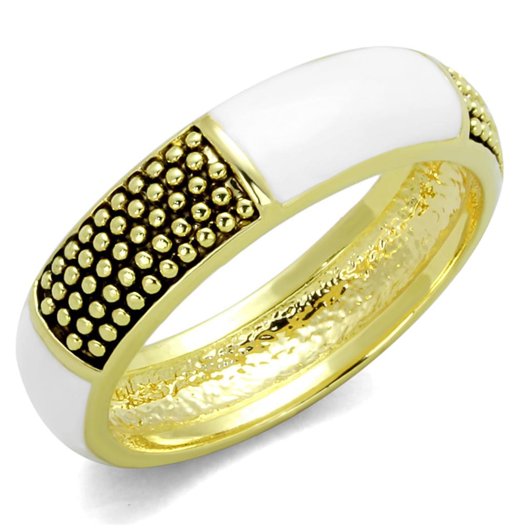 LO3548 - Gold Brass Ring with Epoxy  in White