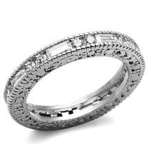 Load image into Gallery viewer, LO3558 - Rhodium Brass Ring with AAA Grade CZ  in Clear