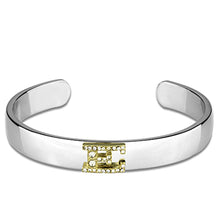 Load image into Gallery viewer, LO3615 - Reverse Two-Tone White Metal Bangle with Top Grade Crystal  in Clear