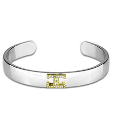 Load image into Gallery viewer, LO3619 - Reverse Two-Tone White Metal Bangle with Top Grade Crystal  in Clear