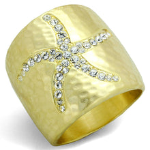 Load image into Gallery viewer, LO3637 - Gold &amp; Brush Brass Ring with Top Grade Crystal  in Clear