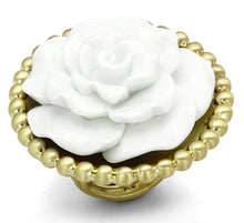 Load image into Gallery viewer, LO3660 - Gold &amp; Brush Brass Ring with Synthetic Synthetic Stone in White