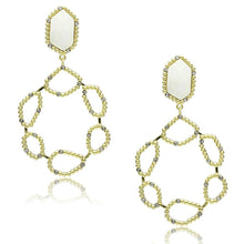 Load image into Gallery viewer, LO3693 - Gold &amp; Brush Brass Earrings with Synthetic Synthetic Stone in White