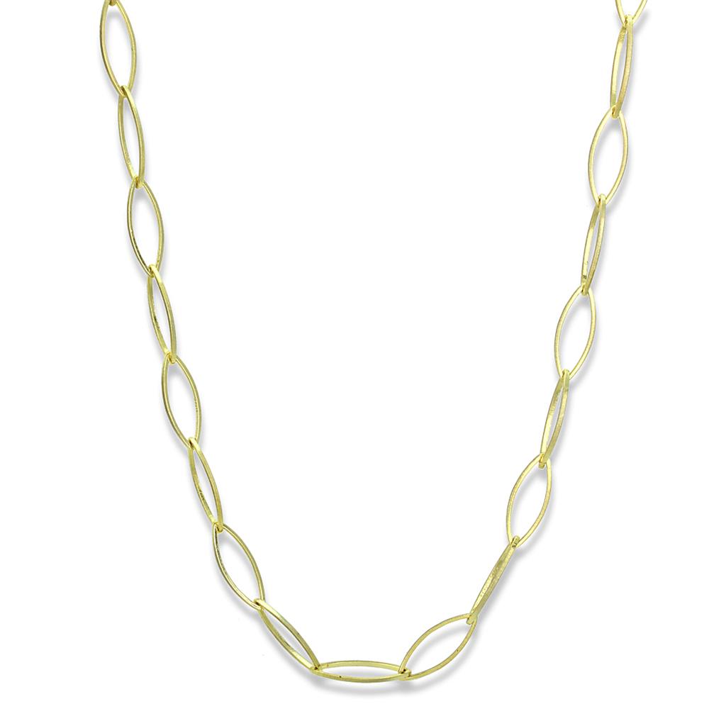 LO3721 - Gold & Brush Brass Necklace with No Stone