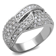 Load image into Gallery viewer, LO3741 - Rhodium Brass Ring with AAA Grade CZ  in Clear