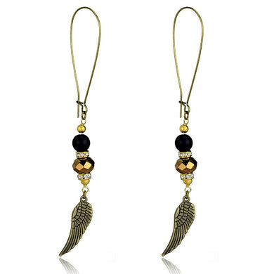 LO3809 - Antique Copper White Metal Earrings with Synthetic Synthetic Stone in Multi Color