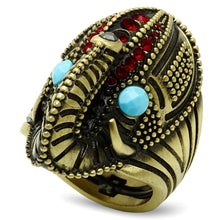 Load image into Gallery viewer, LO3887 - Antique Copper Brass Ring with Synthetic Synthetic Stone in Sea Blue