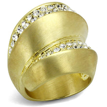 Load image into Gallery viewer, LO3898 - Gold &amp; Brush Brass Ring with Top Grade Crystal  in Clear