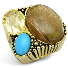 Load image into Gallery viewer, LO3900 - Gold Brass Ring with Synthetic Synthetic Rutile in Topaz