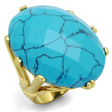 Load image into Gallery viewer, LO3901 - Gold Brass Ring with Synthetic Turquoise in Turquoise