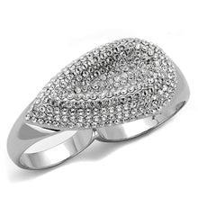 Load image into Gallery viewer, LO3913 - Rhodium Brass Ring with Top Grade Crystal  in Clear