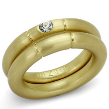 Load image into Gallery viewer, LO3918 - Gold &amp; Brush Brass Ring with Top Grade Crystal  in Clear