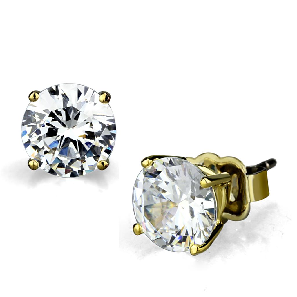 LO3949 - Gold Brass Earrings with AAA Grade CZ  in Clear