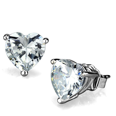 LO3951 - Rhodium Brass Earrings with AAA Grade CZ  in Clear