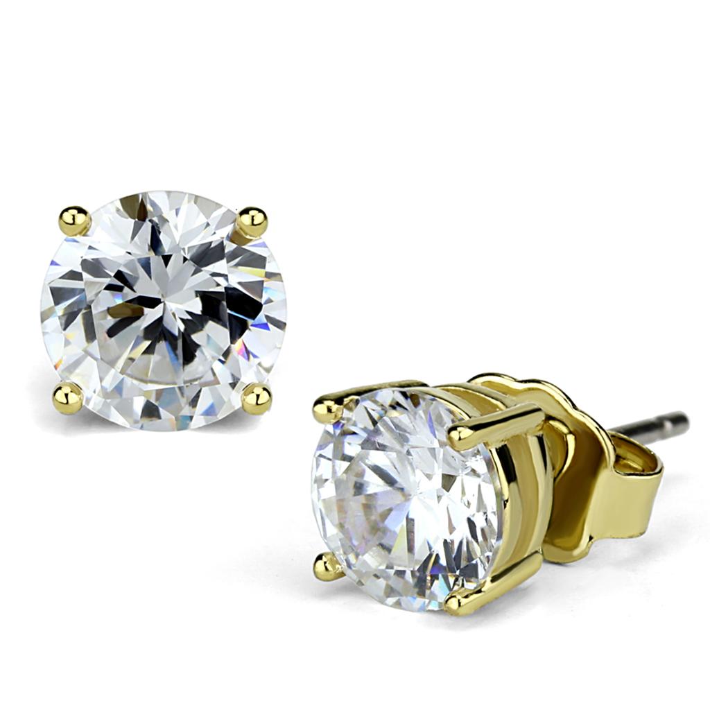 LO3957 - Gold Brass Earrings with AAA Grade CZ  in Clear