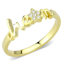 Load image into Gallery viewer, LO3961 Flash Gold Brass Ring with Top Grade Crystal in Clear