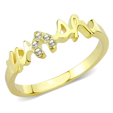 LO3966 - Flash Gold Brass Ring with Top Grade Crystal  in Clear