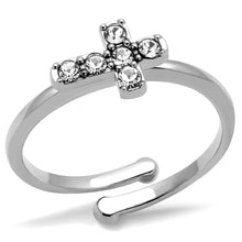 Load image into Gallery viewer, LO4043 - Rhodium Brass Ring with Top Grade Crystal  in Clear