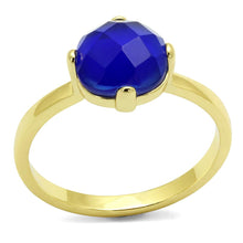 Load image into Gallery viewer, LO4072 - Flash Gold Brass Ring with Synthetic Cat Eye in Sapphire