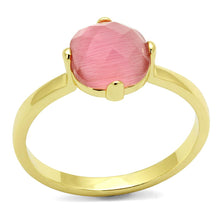 Load image into Gallery viewer, LO4075 - Flash Gold Brass Ring with Synthetic Cat Eye in Rose