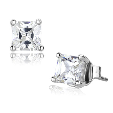 LO4084 - Rhodium Brass Earrings with AAA Grade CZ  in Clear