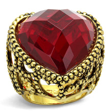 Load image into Gallery viewer, LO4102 - Gold Brass Ring with Synthetic Synthetic Glass in Garnet