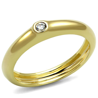 LO4107 - Gold Brass Ring with AAA Grade CZ  in Clear