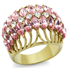 Load image into Gallery viewer, LO4108 - IP Gold(Ion Plating) Brass Ring with Top Grade Crystal  in Rose