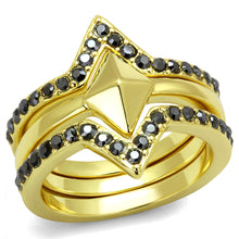 Load image into Gallery viewer, LO4113 - Gold Brass Ring with Top Grade Crystal  in Hematite