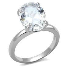 Load image into Gallery viewer, LO4124 - Rhodium Brass Ring with AAA Grade CZ  in Clear