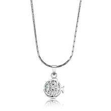 Load image into Gallery viewer, LO4148 - Rhodium Brass Chain Pendant with AAA Grade CZ  in Clear