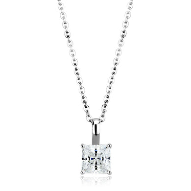 LO4174 - Rhodium Brass Chain Pendant with AAA Grade CZ  in Clear